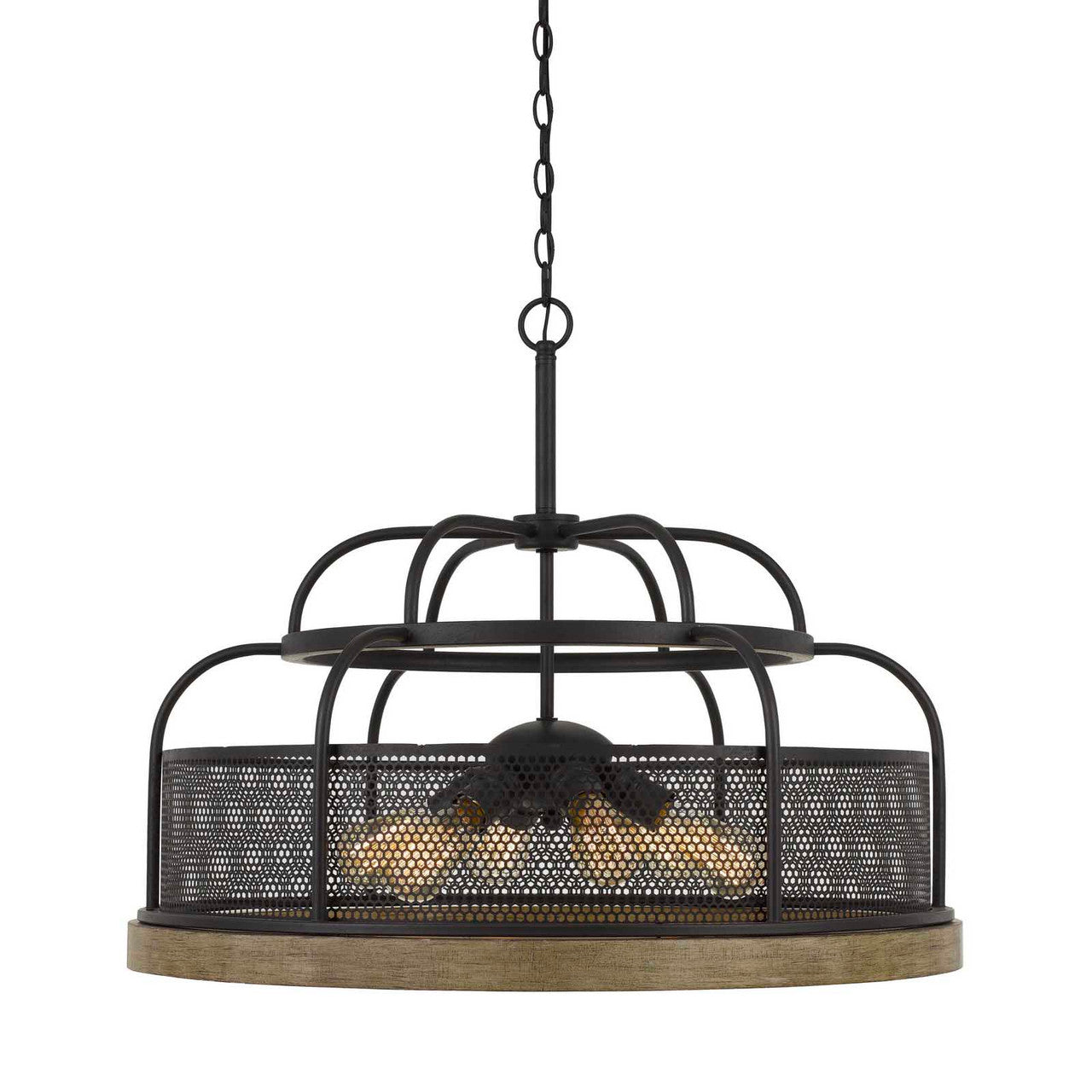 CAL Lighting Akaki Metal/Pine Wood Chandelier (Edison Bulbs Not Included) Iron/Light Oak FX-3706-6