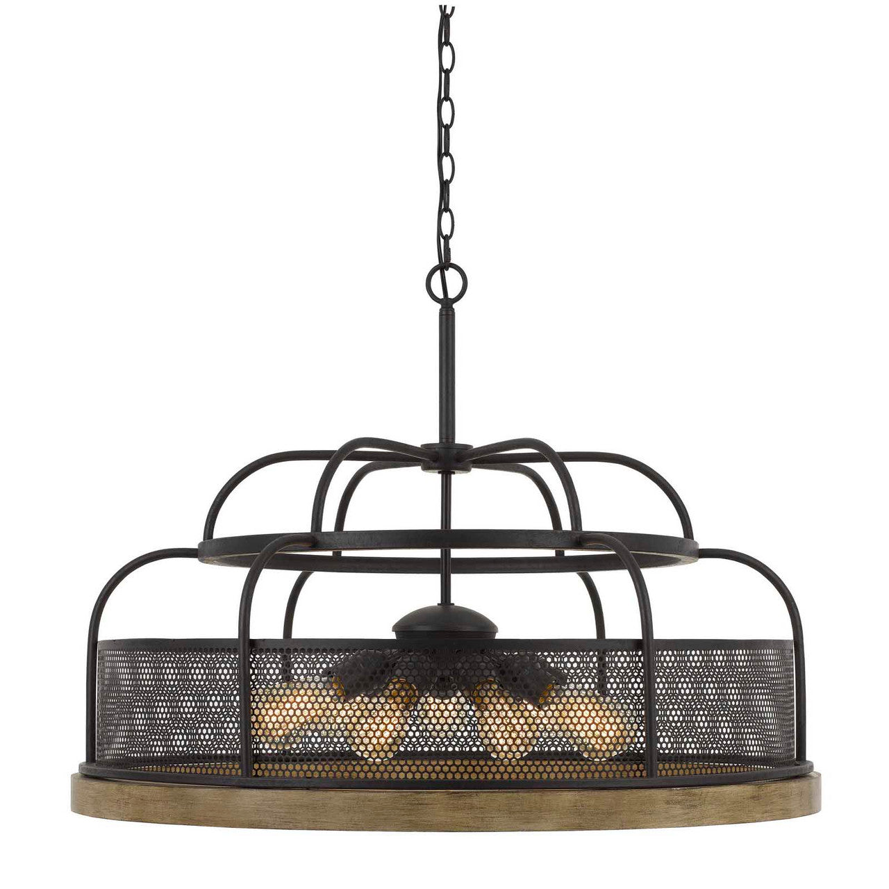 CAL Lighting Akaki Metal/Pine Wood Chandelier (Edison Bulbs Not Included) Iron/Light Oak FX-3706-9