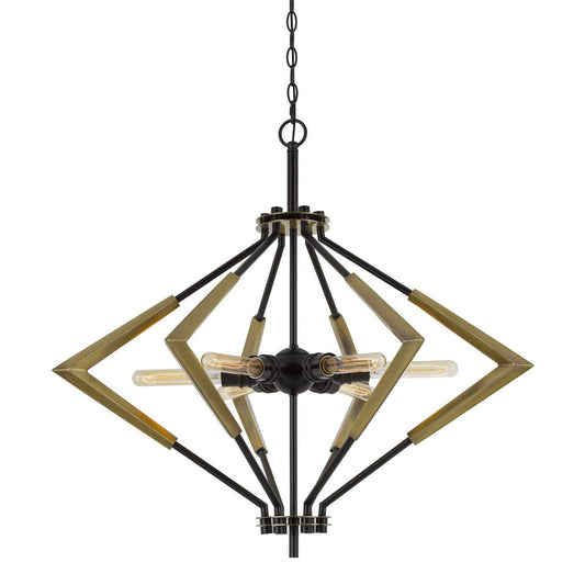 CAL Lighting Malounta Metal Chandelier (Edison Bulbs Not Included) Antique Brass/Black FX-3709-6