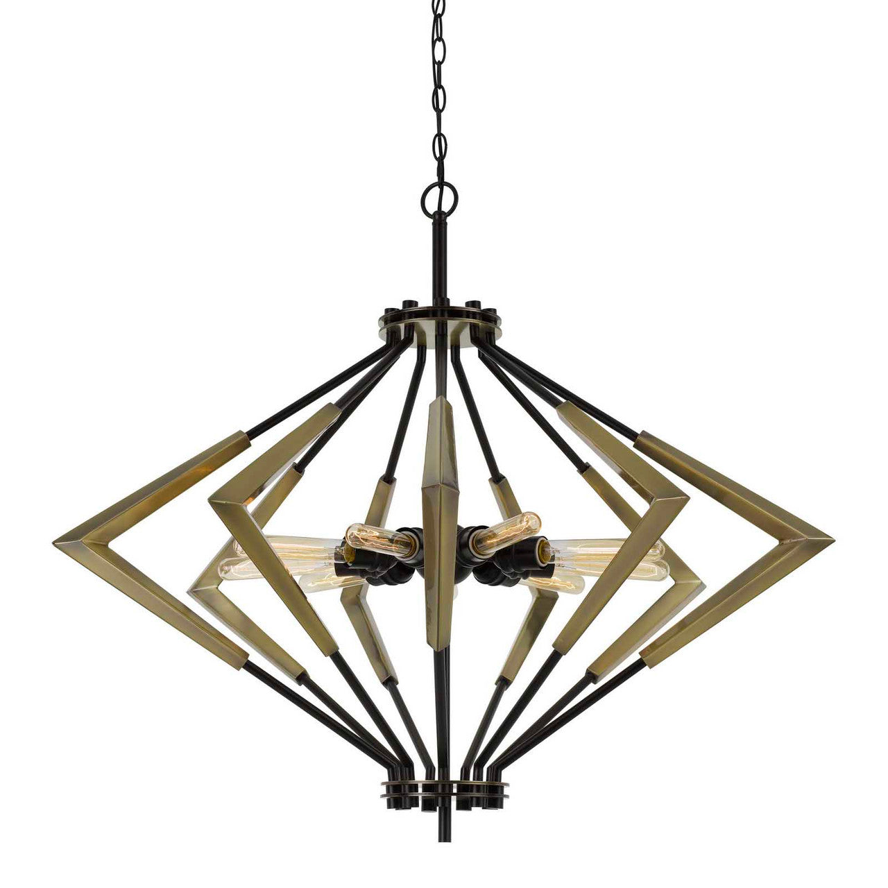 CAL Lighting Malounta Metal Chandelier (Edison Bulbs Not Included) Antique Brass/Black FX-3709-9