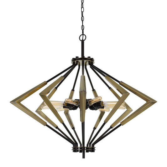 CAL Lighting Malounta Metal Chandelier (Edison Bulbs Not Included) Antique Brass/Black FX-3709-9