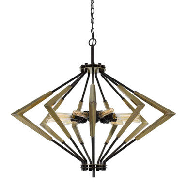 CAL Lighting Malounta Metal Chandelier (Edison Bulbs Not Included) Antique Brass/Black FX-3709-9