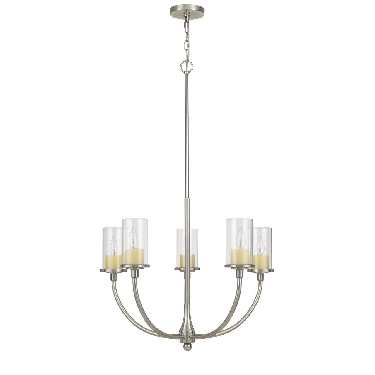 CAL Lighting Jervis Metal Chandelier With Glass Shades Brushed Steel FX-3714-5