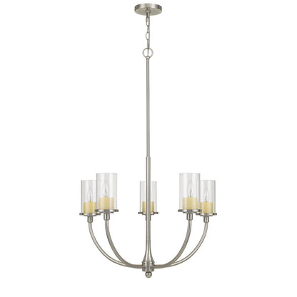 CAL Lighting Jervis Metal Chandelier With Glass Shades Brushed Steel FX-3714-5