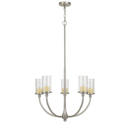 CAL Lighting Jervis Metal Chandelier With Glass Shades Brushed Steel FX-3714-5