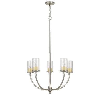 CAL Lighting Jervis Metal Chandelier With Glass Shades Brushed Steel FX-3714-5