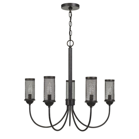 CAL Lighting Fulton Metal Chandelier With Mesh Metal Shade Textured Bronze FX-3715-5