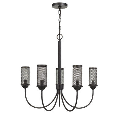 CAL Lighting Fulton Metal Chandelier With Mesh Metal Shade Textured Bronze FX-3715-5