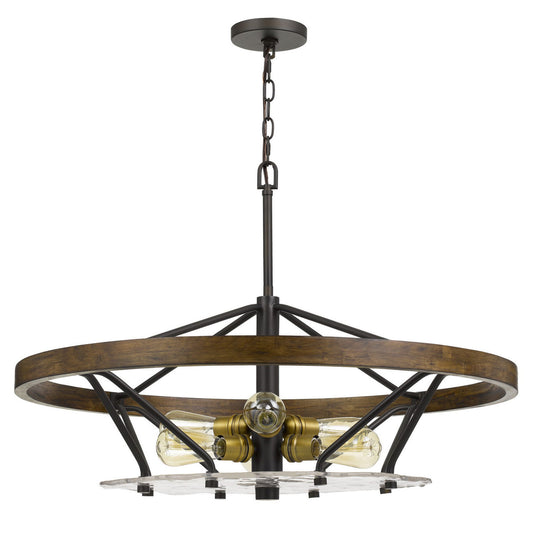 CAL Lighting Sherrill Metal/Wood Chandelier (Edison Bulbs Not Included) Bronze/Wood FX-3721-6