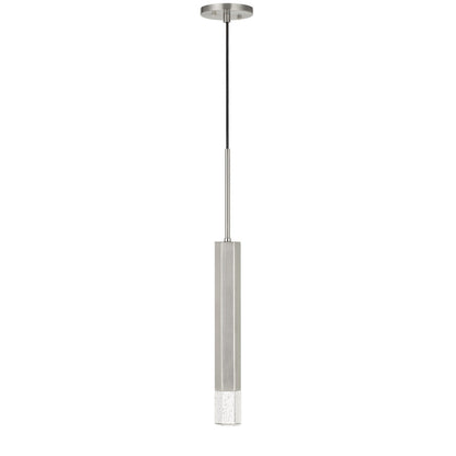 CAL Lighting Troy integrated LED Dimmable Hexagonaluminum Casted 1 Light Pendant With Glass Diffuser Brushed Steel FX-3723-1P-BS