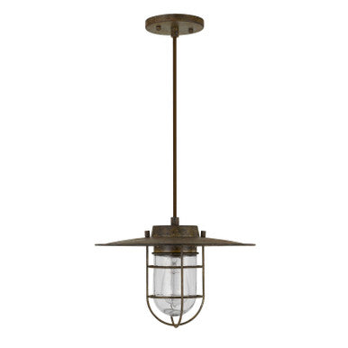 CAL Lighting Owenton Old industrial Metal Pendant With Glass Shield (Edison Bulb Not included) Rust FX-3724-1P