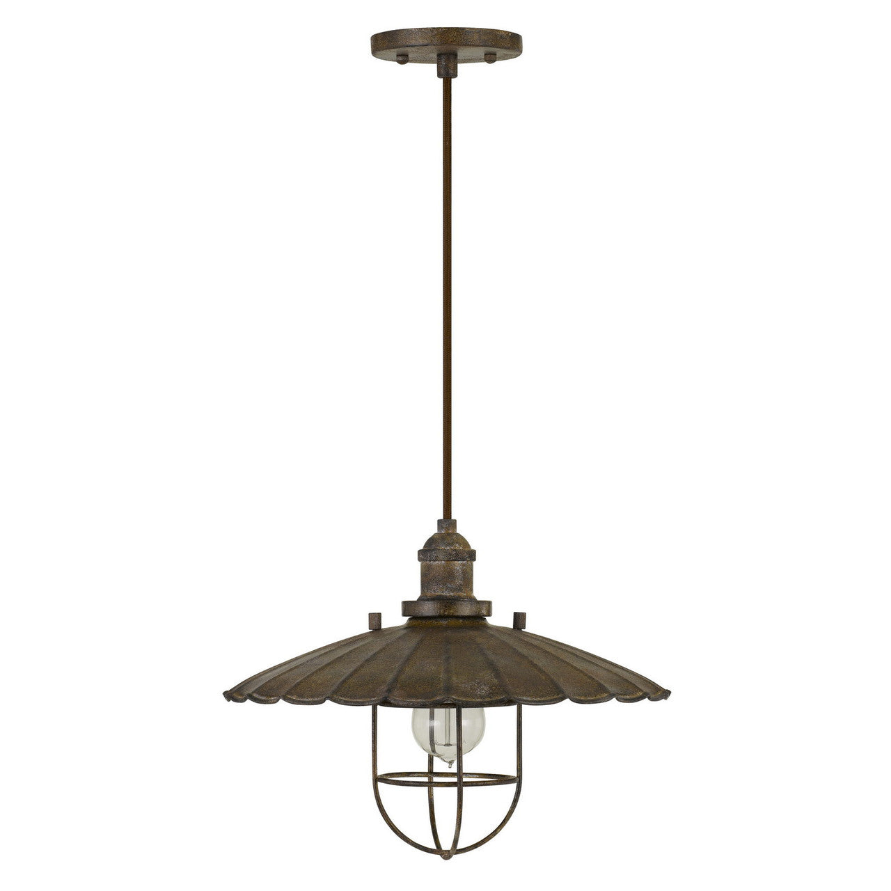 CAL Lighting Olive Old industrial Metal Pendant With Glass Shield (Edison Bulb Not Included) Rust FX-3725-1P