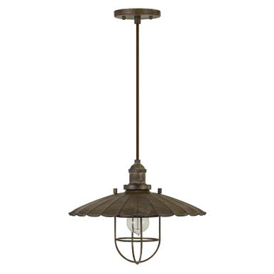 CAL Lighting Olive Old industrial Metal Pendant With Glass Shield (Edison Bulb Not Included) Rust FX-3725-1P