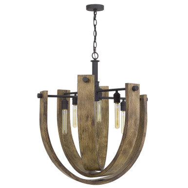 CAL Lighting Padova Metal/Wood Chandelier (Edison Bulbs Are Not Included)  FX-3729-6