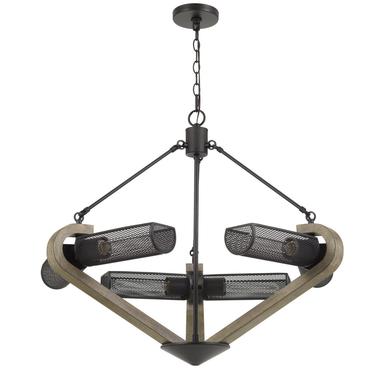 CAL Lighting Baden Metal/Wood Chandelier With Mesh Shades (Edison Bulbs Are Not Included)  FX-3740-6