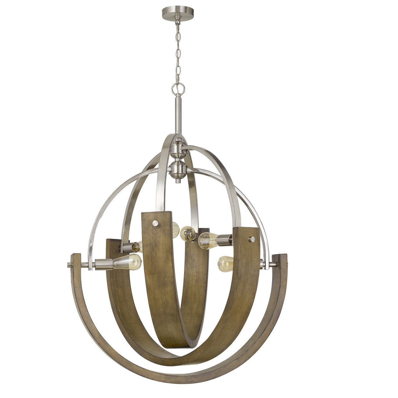 CAL Lighting Rauma Metal/Wood Chandelier (Edison Bulbs Are Not Included)  FX-3741-6