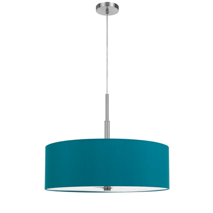 CAL Lighting Lonoke pendant fixture with hardback drum shade Aqua blue FX-3744-BL