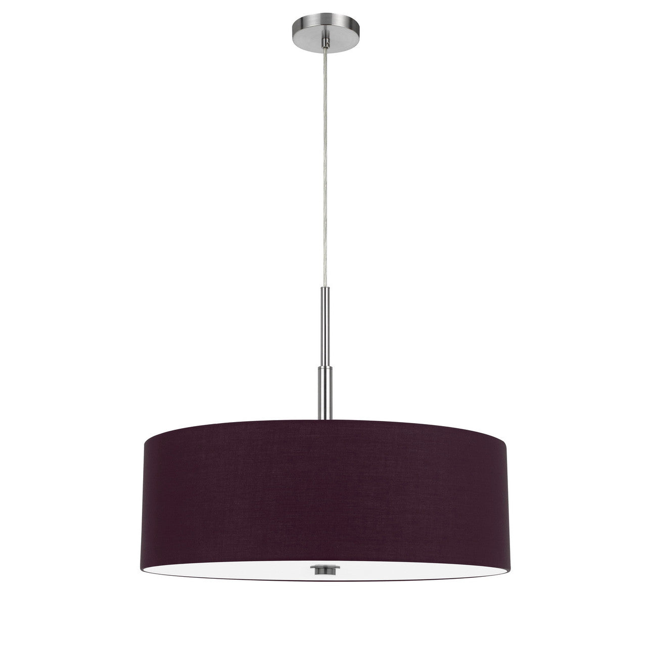 CAL Lighting Lonoke pendant fixture with hardback drum shade Plum FX-3744-PUR