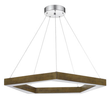 CAL Lighting Metz dimmable Integrated LED polygon pine wood pendant fixture. 38W, 3000 lumen, 3000K Pine FX-3745-38