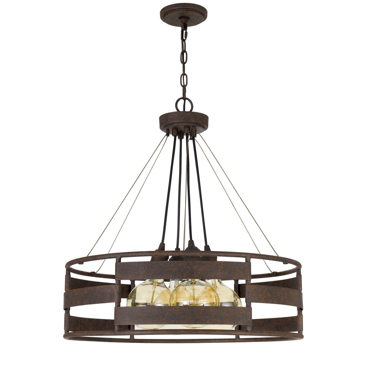 CAL Lighting Rochefort metal chandelier (Edison bulbs shown ARE Included) Rust FX-3747-4