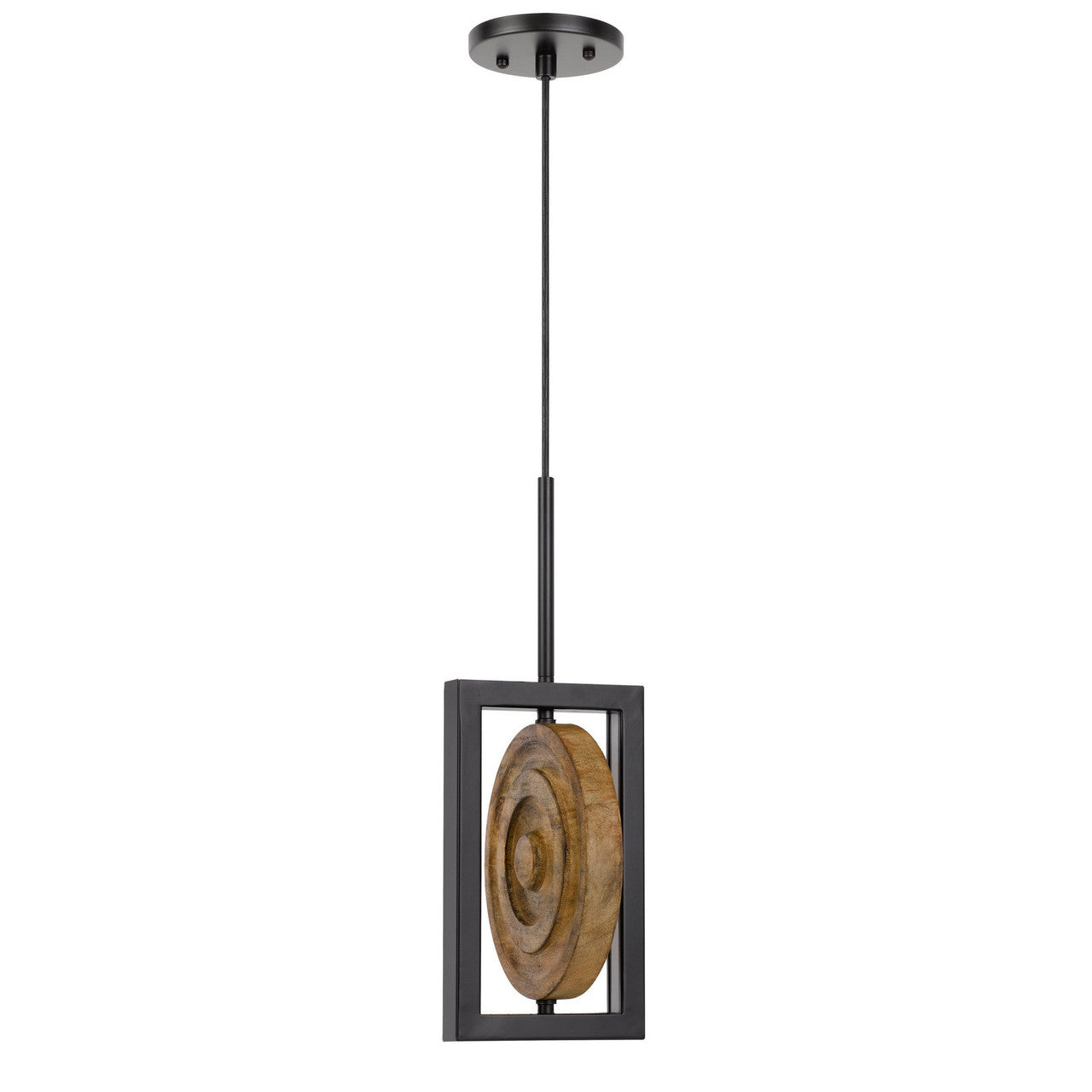 CAL Lighting Fano integrated dimmable LED wood/metal mini pendant fixture. 16W, 1280 lumen. 3000K Pine FX-3753-16