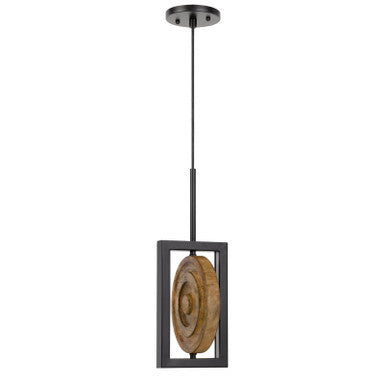 CAL Lighting Fano integrated dimmable LED wood/metal mini pendant fixture. 16W, 1280 lumen. 3000K Pine FX-3753-16