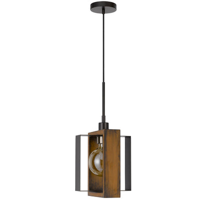 CAL Lighting 60W Agrigento pine wood/metal mini pendant fixture (Edison Bulb Included) Wood/Black FX-3755-1