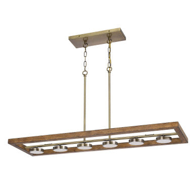 CAL Lighting Kelso dimmable Intergrated LED rubber wood island chandelier Light Oak FX-3760-6