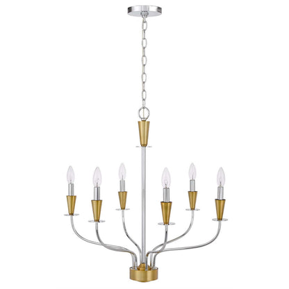 CAL Lighting Weston metal chandelier Chrome/ Satin Brass FX-3763-6