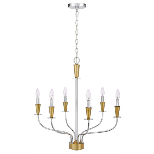 CAL Lighting Weston metal chandelier Chrome/ Satin Brass FX-3763-6