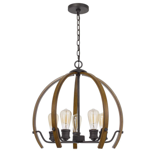 CAL Lighting Riverton metal chandelier Oak FX-3764-5