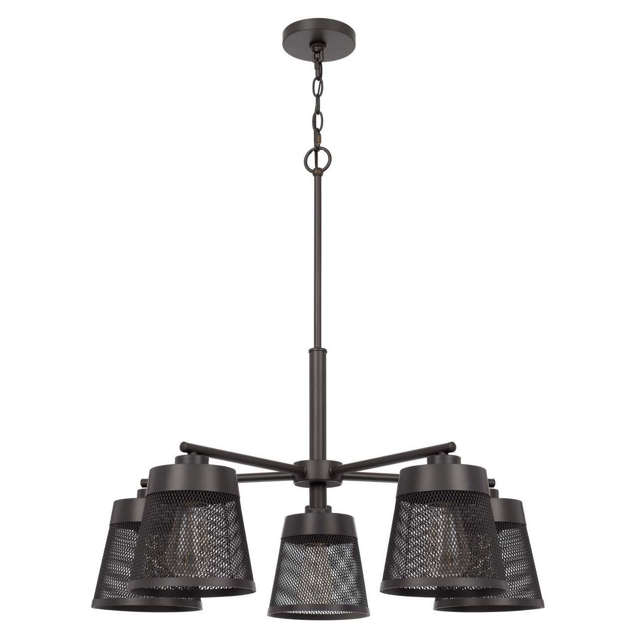 CAL Lighting Hampton metal chandelier with mesh shades Matte Black / Mesh FX-3769-5