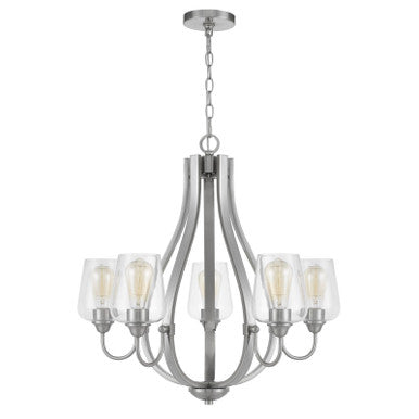 CAL Lighting Newport metal chandelier with glass shades Brushed Steel FX-3773-5