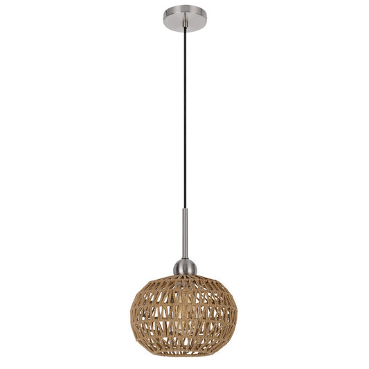 CAL Lighting 60W Medan roped pendant fixture Burlap FX-3783-1