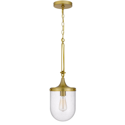 CAL Lighting 60W Ithaca bubbled glass pendant fixture Antique Brass FX-3785-1