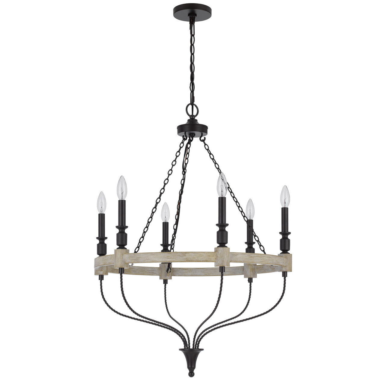 CAL Lighting Grove metal chandelier Drifted wood/Black FX-3793-6