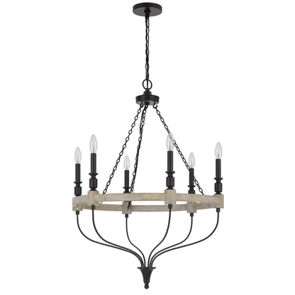 CAL Lighting Grove metal chandelier Drifted wood/Black FX-3793-6