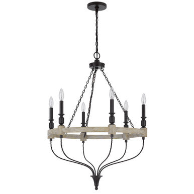 CAL Lighting Grove metal chandelier Drifted wood/Black FX-3793-6