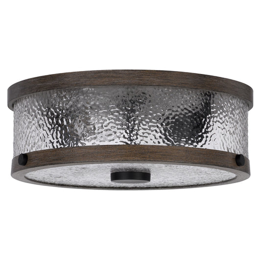 CAL Lighting 60W x 3 Mateo metal/glass semi flush mount fixture Drifted wood/Pebbled Glass FX-3795-2