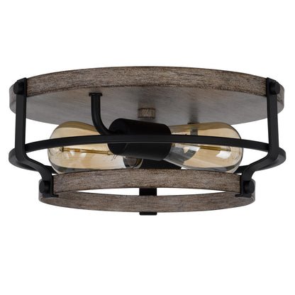 CAL Lighting 60W x 2 Clarita metal semi flush mount fixture Drifted wood/Black FX-3796-2