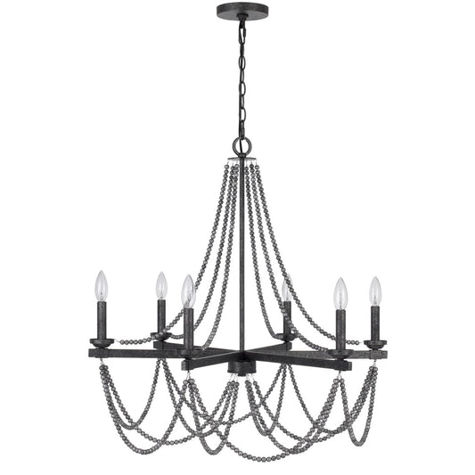 CAL Lighting Ventura metal beaded chandelier Aged silver FX-3798-6