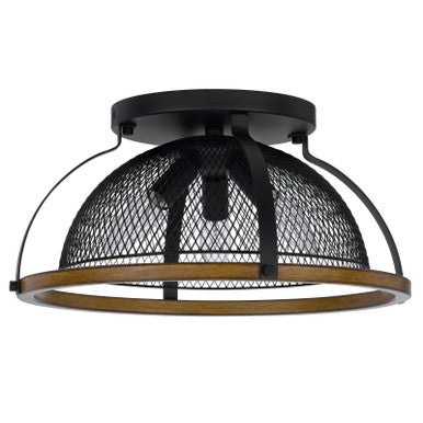 CAL Lighting 60W x 3 Longmont metal semi flush mount fixture Black/Wood FX-3799-3