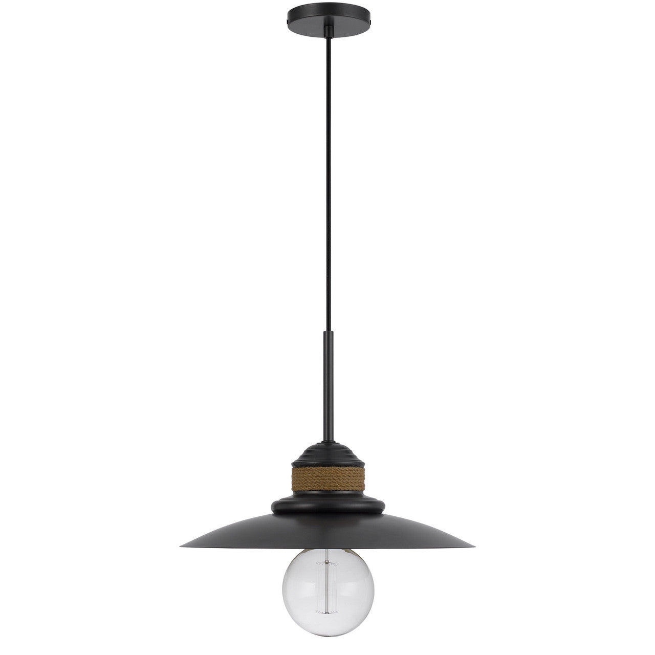 CAL Lighting 60W Mineola metal mini pendant with burlap design Charcoal Grey/Burlap FX-3802-1