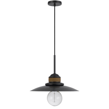 CAL Lighting 60W Mineola metal mini pendant with burlap design Charcoal Grey/Burlap FX-3802-1