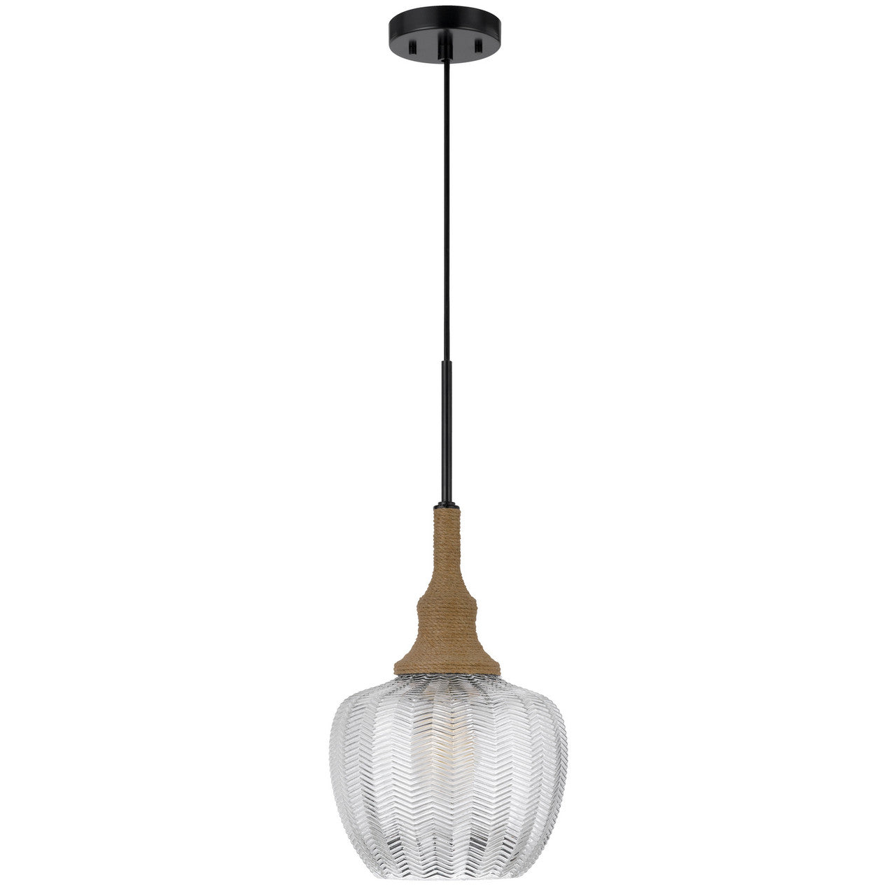 CAL Lighting Monroe 60W glass pendant light with burlap roped font Burlap/Glass FX-3805-1