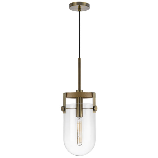 CAL Lighting Stovall 60W metal/glass/birch wood pendant light Antique Brass/oak FX-3812-1