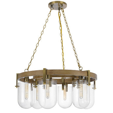 CAL Lighting Stovall metal/glass chandelier Antique Brass/oak FX-3812-6