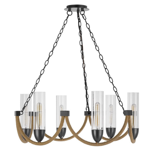 CAL Lighting Argyle metal chandelier with moss rods and glass shades Dark Bronze FX-3815-6