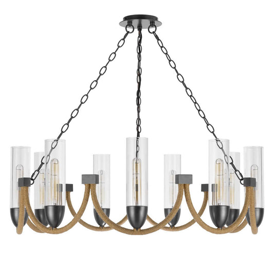 CAL Lighting Argyle metal chandelier with moss rods and glass shades Dark Bronze FX-3815-9