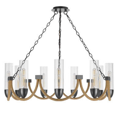 CAL Lighting Argyle metal chandelier with moss rods and glass shades Dark Bronze FX-3815-9